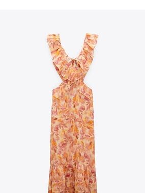 Floral Ruffle Sun Dress in Peach-Pink